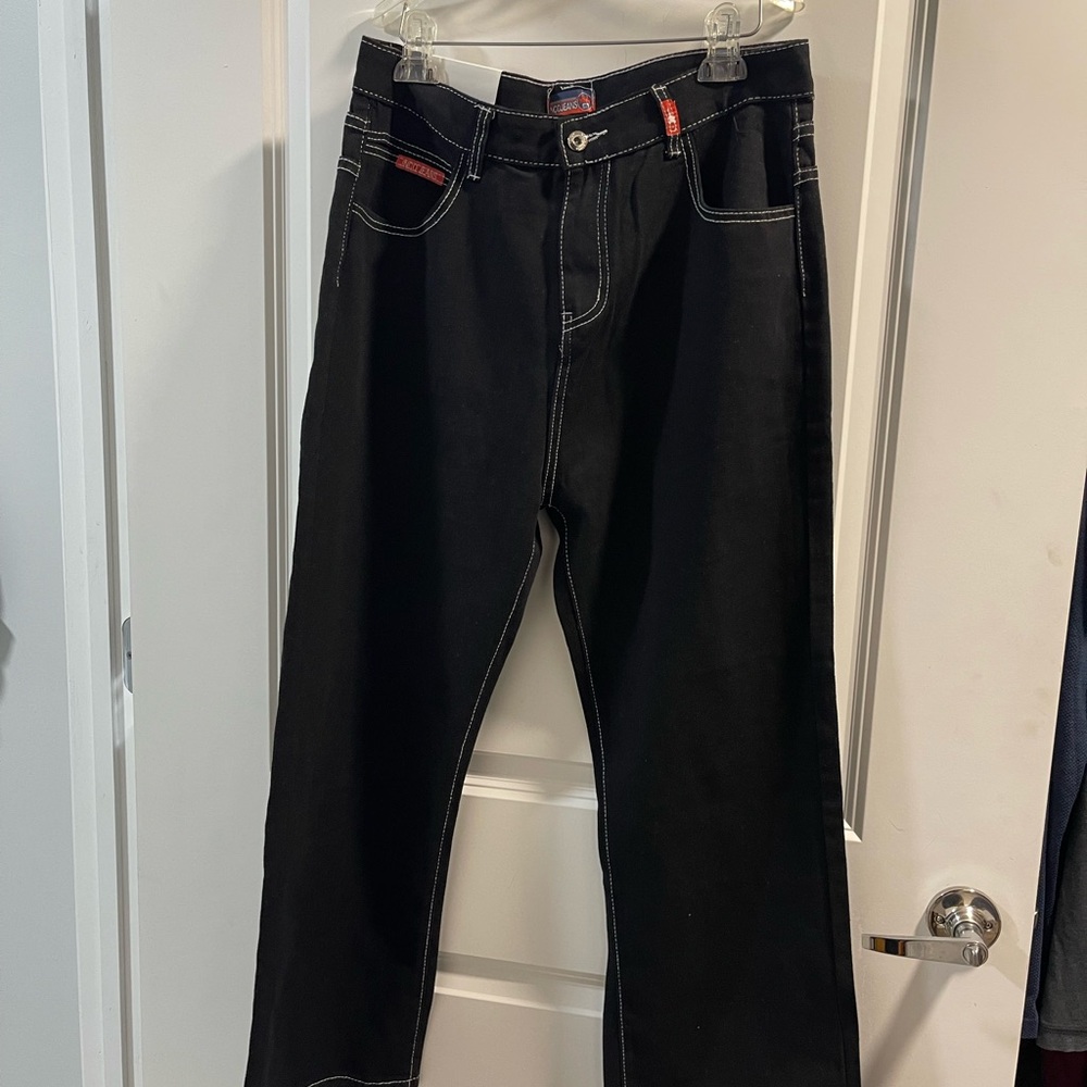 Black Jeans with Heaven Can Wait Men’s Black Denim Jeans Purple Skeleton